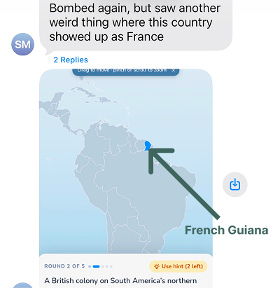 A friend texted about French Guiana
